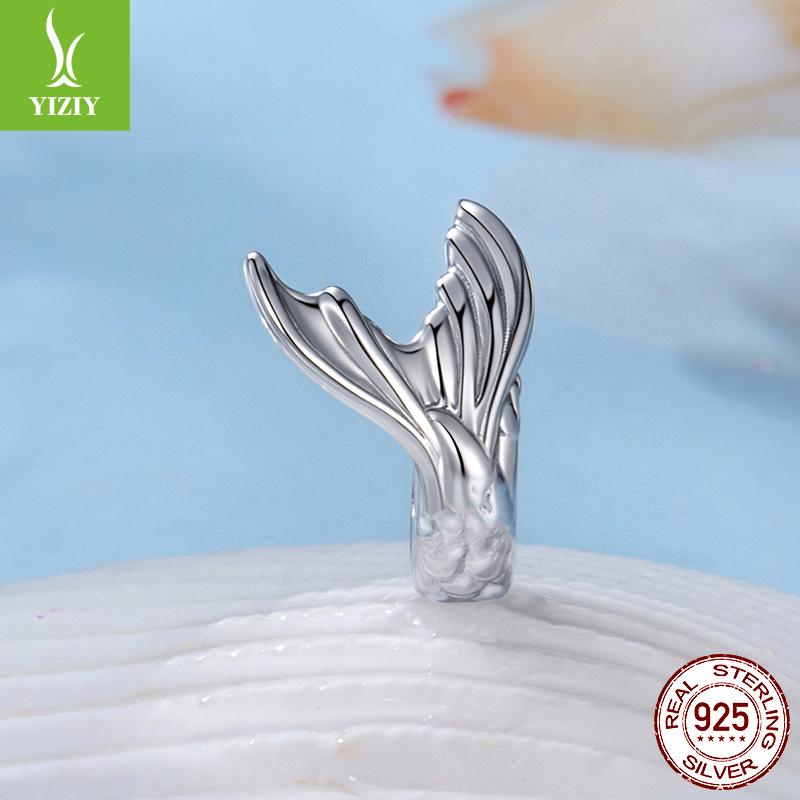 Human Fishtail Silicone Bead Spacer S925 Sterling Silver Beaded Diy Jewelry Beads Cross-Border