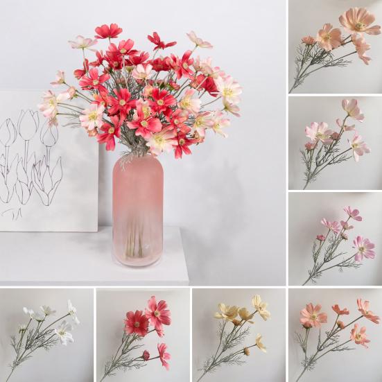 Artificial Cosmos Flowers 6 Heads Faux Silk Cosmos with Stem Fake Wildflower Bouquet for Vase Wedding Party Spring Summer Home Decoration