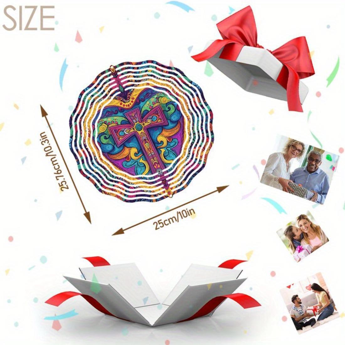 

Vintage Medieval Cross Heart Wind Spinner - 3D Colorful Metal Hanging Decor for Indoor/Outdoor Gardens