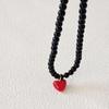 2024 Red Heart Beaded Choker Necklace - Women's Niche Design for New Year's Eve