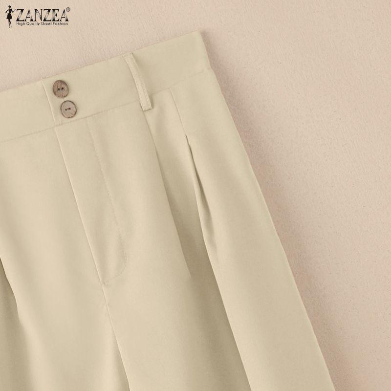 ZANZEA Women Casual Solid Color Loose Wide Leg Pants