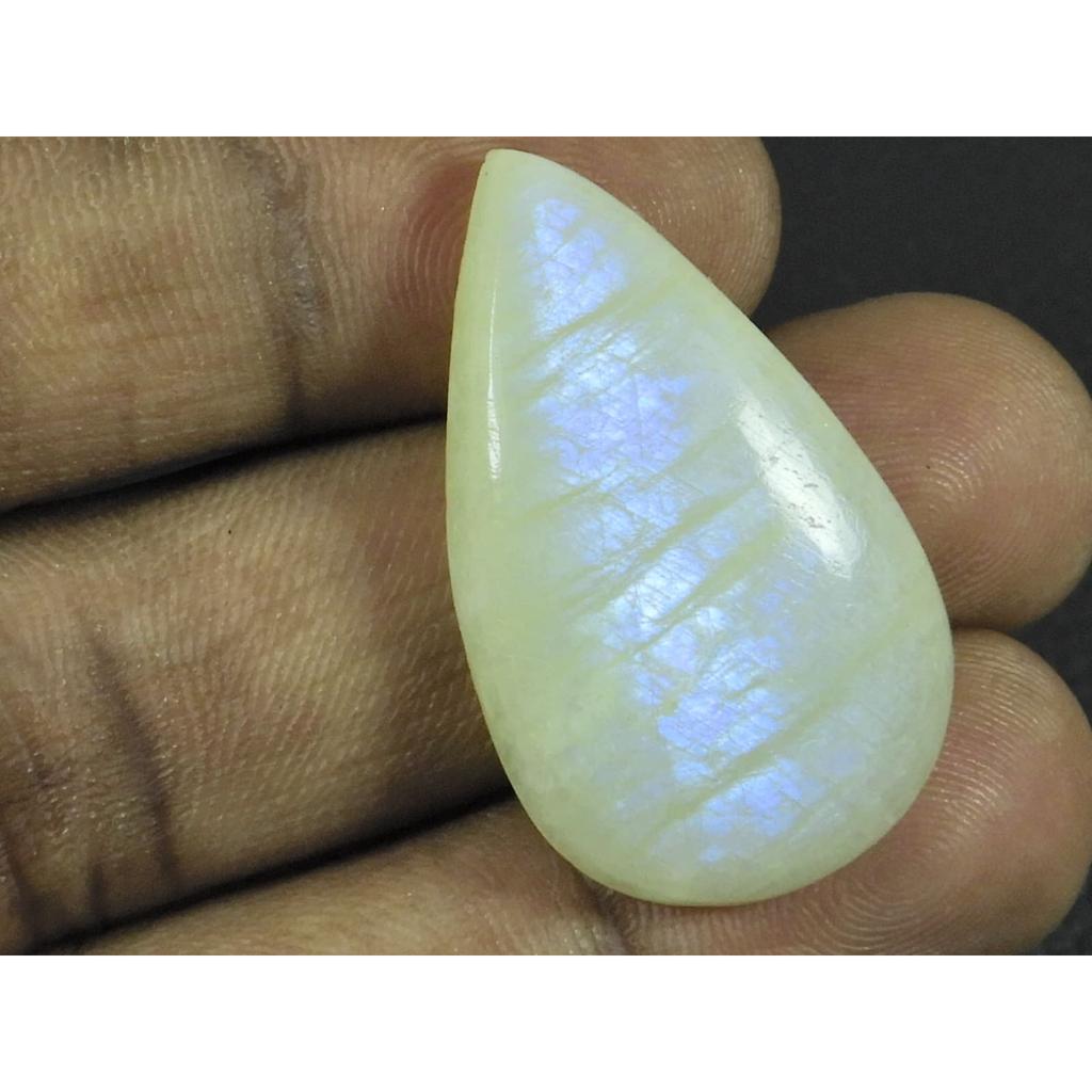 20X35X06MM Natural Moonstone Fire Caystal Pear Cabochon Loose Gemstone G-156