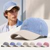 Soft Top Striped Design Baseball Cap Adjustable Sun Protection Casual Hat Breathable Lightweight Peaked Caps For Women Men