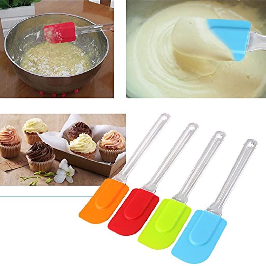 Spatule din silicon, Set de ustensile pentru spatula de bucatarie, Ustensile de bucatarie din silicon antiaderente rezistente la caldura, inclusiv lingura din silicon (4 culori)