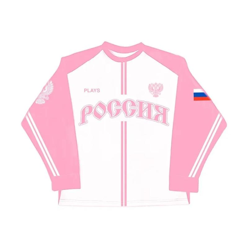 

Свободный топ с круглым вырезом и принтом в стиле европейский и американский Y2K Street XL розовый