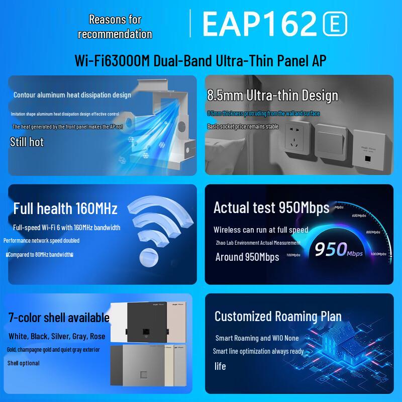 Ruijie EG210G-P-E V2 Wi-Fi 6 Whole Home Mesh Router System with 8 APs (CN version)