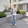 American-style Wash Blue Straight Loose Jeans for Men's New Style of Long Pants Casual and Versatile Simple