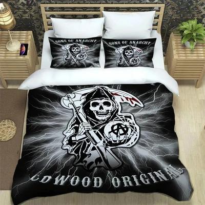 Set Biancheria da Letto Retrò Sons Of Anarchy per Camera da Letto Morbido Moderno Copriletto Copripiumino per Bambini Comodo e Federa