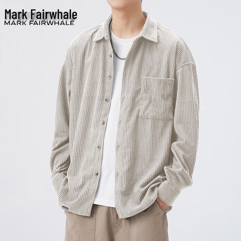 Mark Fairwhale Men's Casual Long Sleeve Lapel Shirt