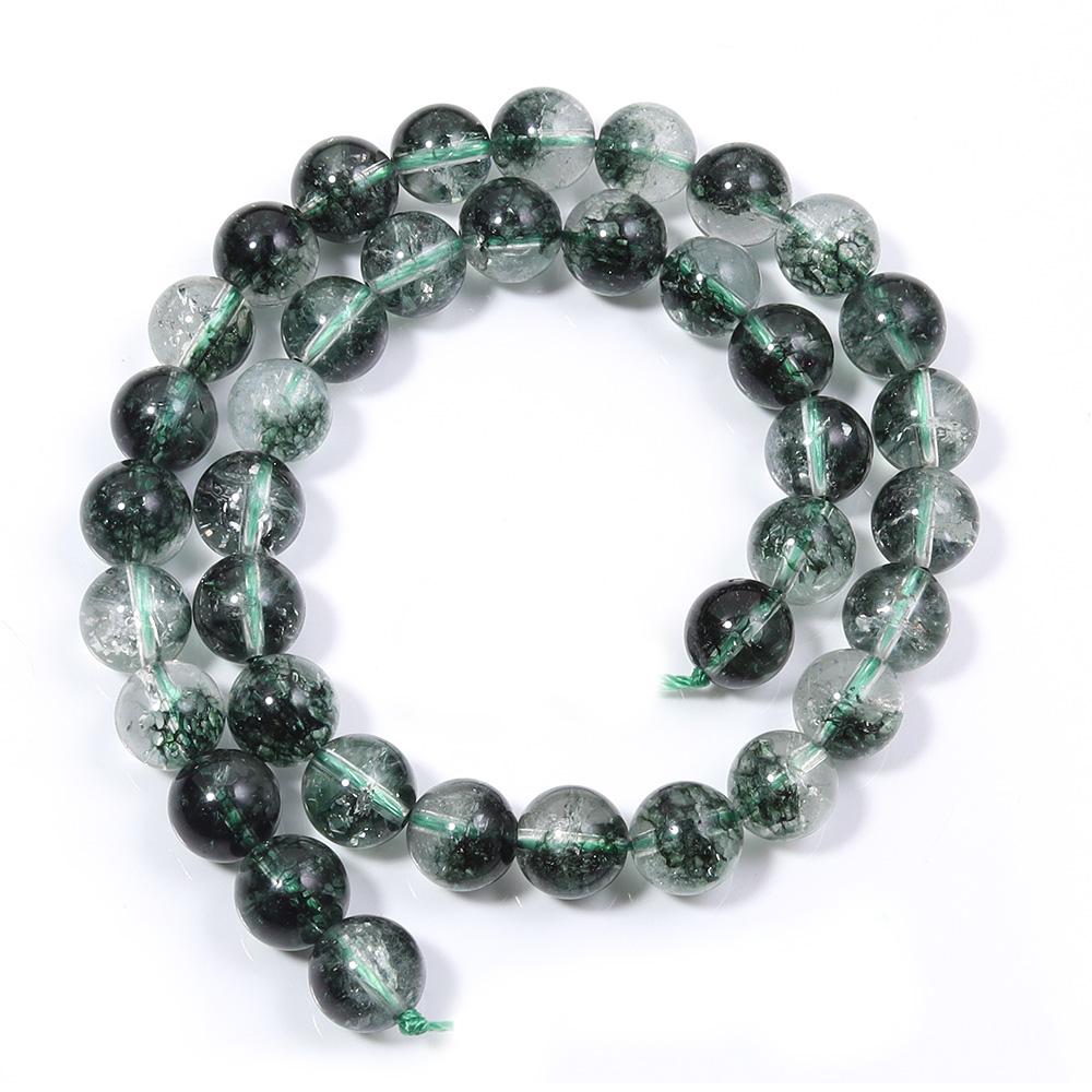 6 8 10 12mm Natural Stone Beads Green Ghost Crystal Round Loose Spacer Beads For Jewelry Making DIY Necklace Bracelets Supplies