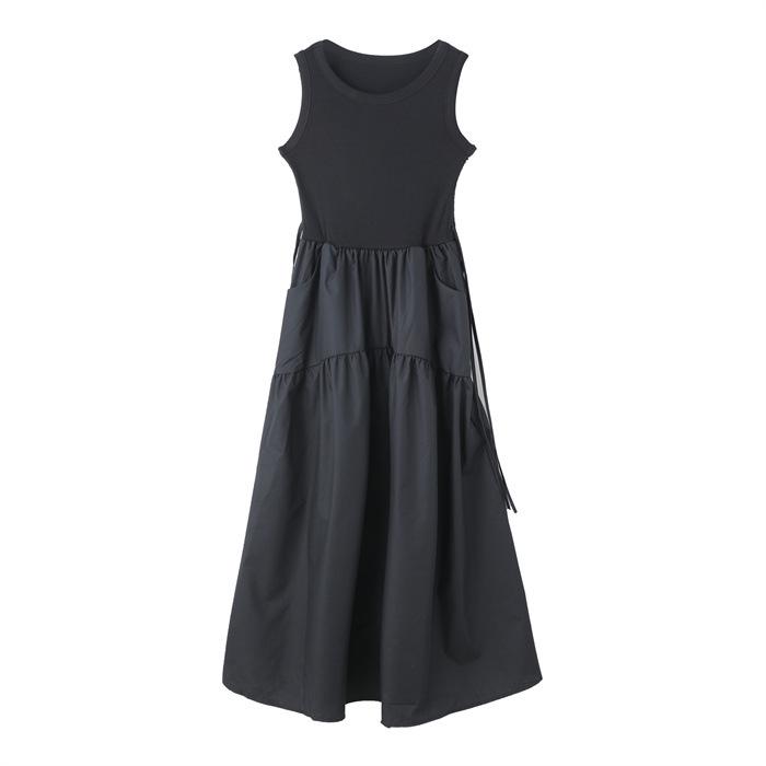 French Hepburn-Style Patchwork Vest Dress: Chic High-Waist A-Line Skirt for Summer Women