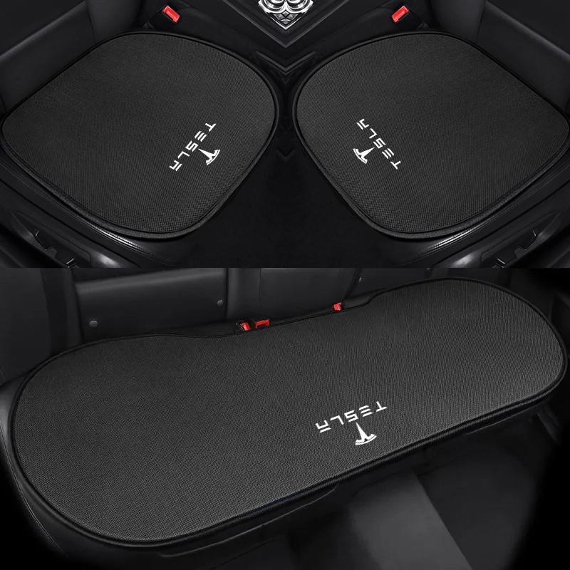 Car Seat Cover Flax Cushion Protector Mat Interior Accessories for Tesla Model 3 Highland 2023 Model S Model X Model Y