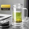 FUGUANG Double-Layer Heat-Resistant Glass Tea Cup with Handle and Filter