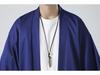 2023 Men's Casual Chinese Style Ice Silk Cardigan - Solid Color, Loose Fit, Three-Quarter Sleeves