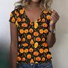 Women's V-Neck Halloween Print Blouse Lightweight Spring Summer Top
