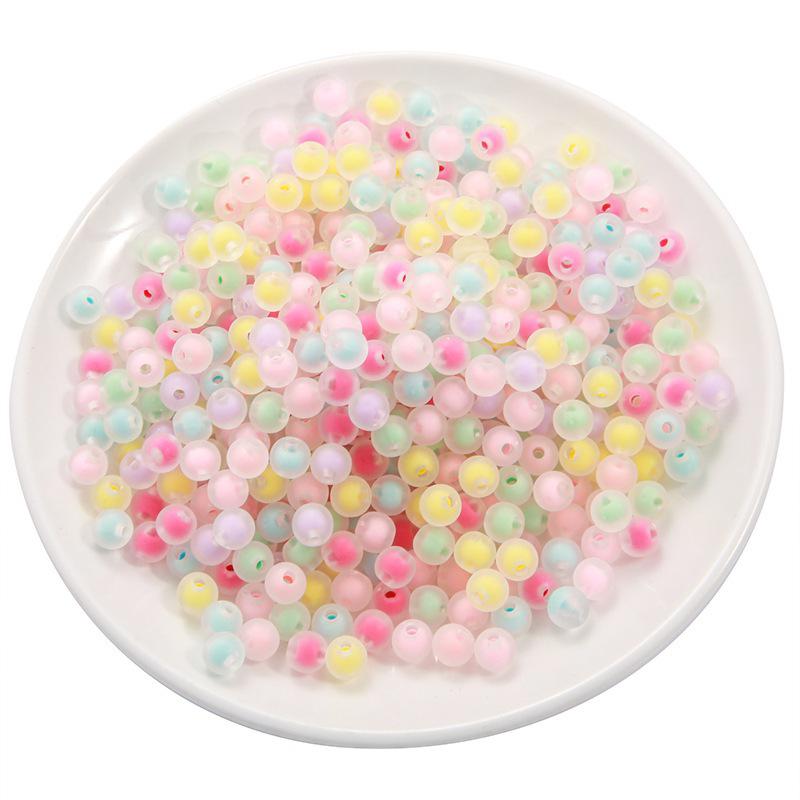 Handmade Acrylic Frosted Round Bead-in-Bead for DIY Jewelry Making: Bracelets & Necklaces.