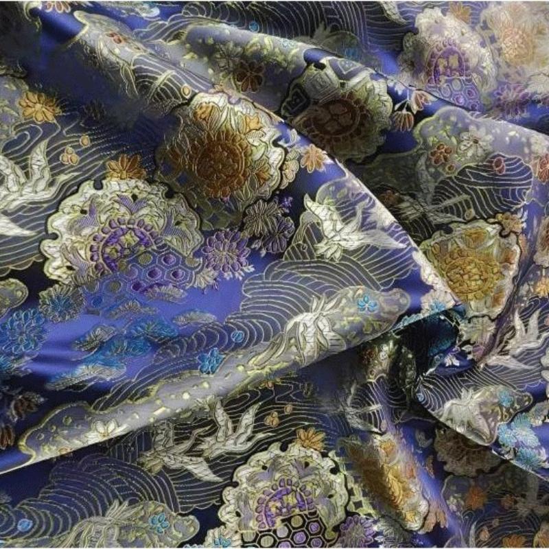 Wide 75cm Chinese-style Crane Jacquard Fabric for Sewing Traditional Hanfu Tang Suit Coat Luxuriou Satin Ethnic Clothing