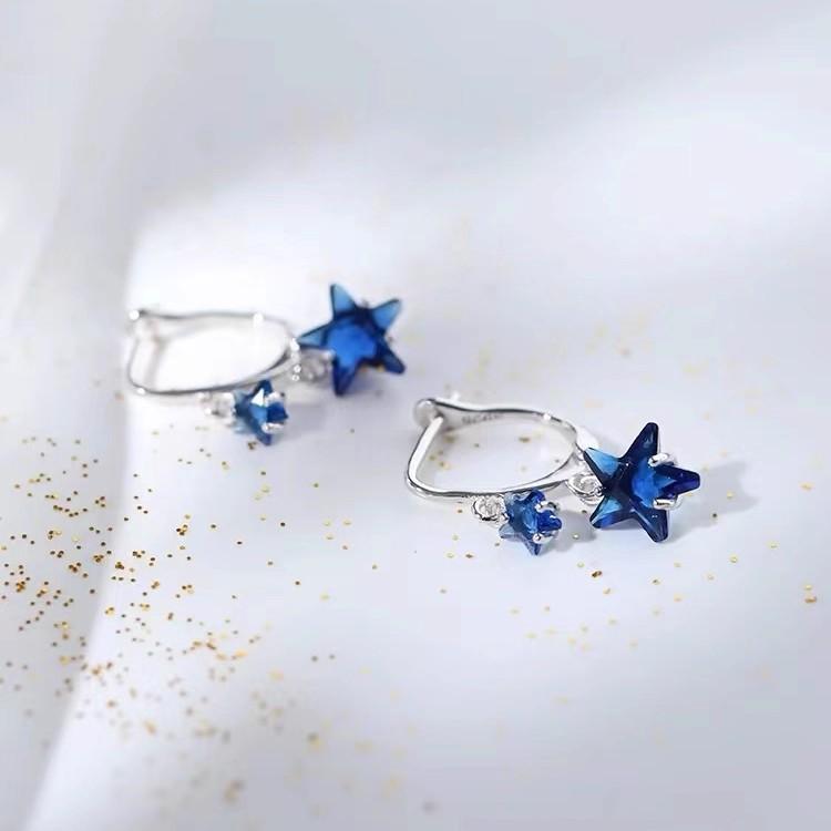 REETI 925 Silver Earrings Blue Star Earrings For Women Gift Jewelry Korean