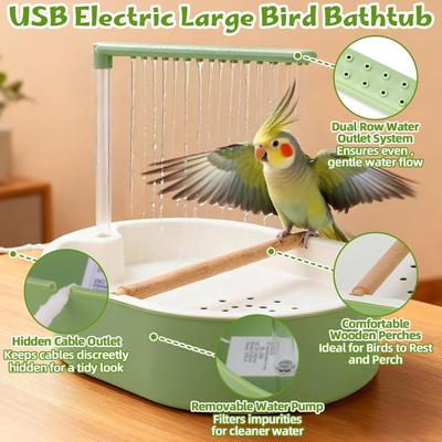 Ducha Automática para Loro Bañera para Pájaros Mascota Cubeta para Jaula Agua Circulante Eléctrica USB Bañera para Pájaros para Periquito Ninfa Pájaros Juguete
