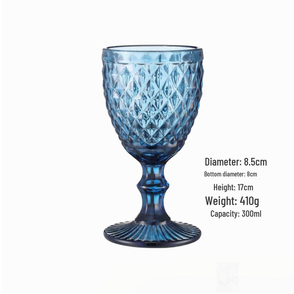 Vintage Embossed High-Footed Red Wine Glass with Bubbles - Wedding Decoration, Child-Friendly, Thickened Design