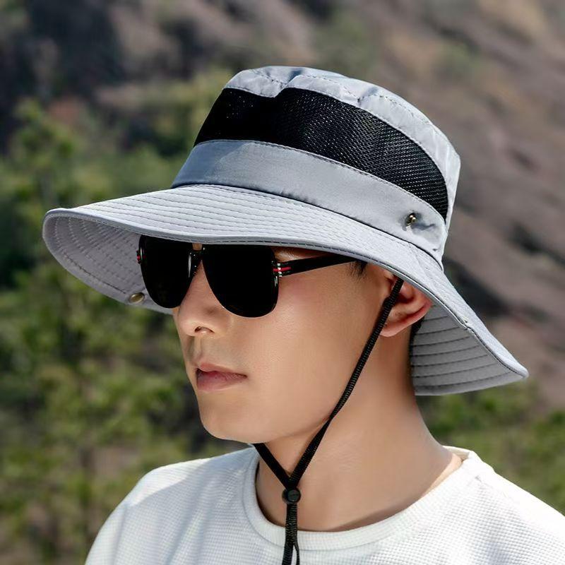 New Summer Mesh Breathable Bucket Hat Men's Outdoor Hiking Hat Women's Big Brim Sun Hat Benny Hat
