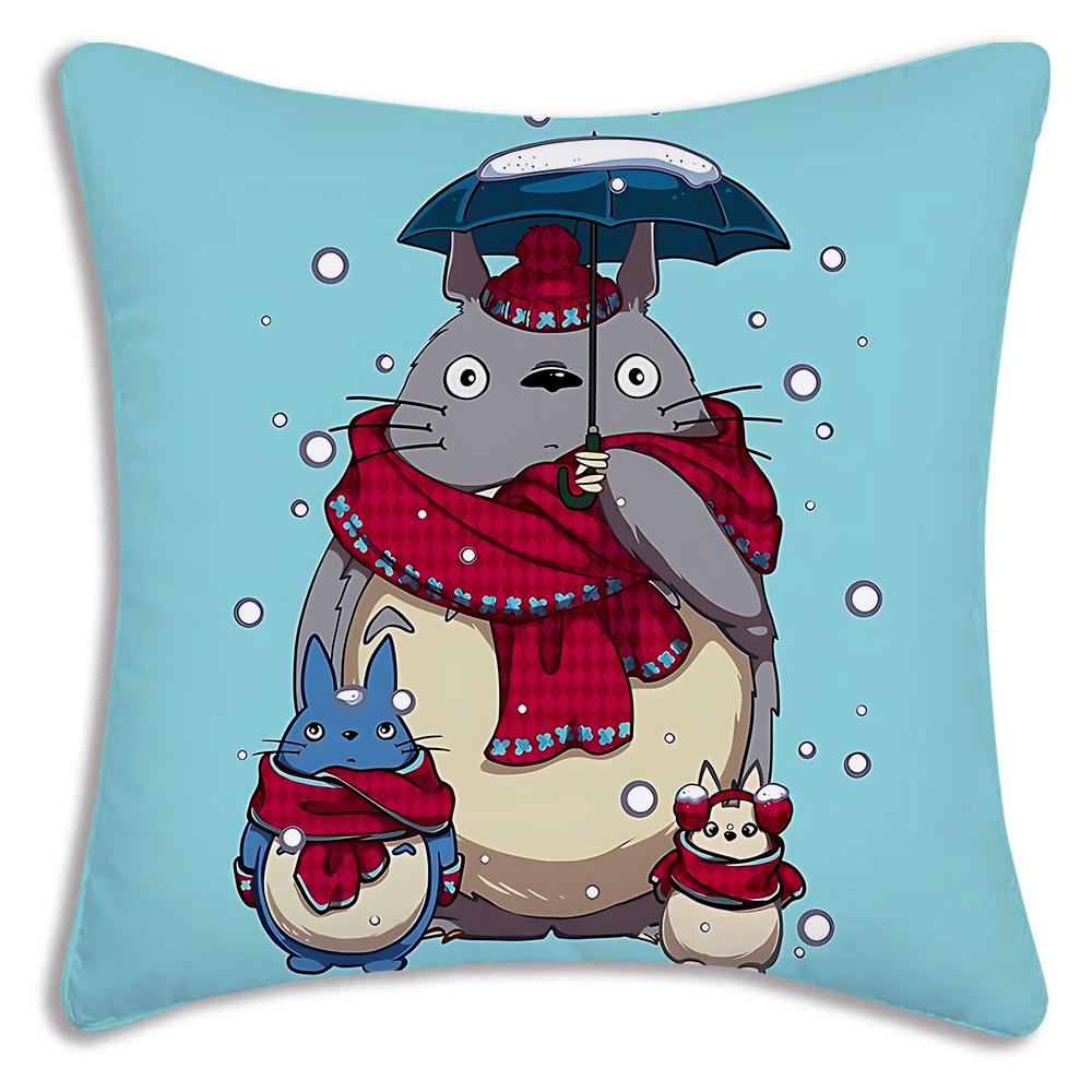 Hot Cartoon Cute Pillow Covers Cartoon Sofa Decorative Home Double-Sided Printing Short-T-Totoros Plush Cute Cushion Cover