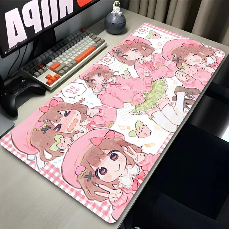 Mouse Pad Laptop Gaming Extended Desk Mat PC Kawaii Desk Accessories Mousepad Angel Anime Sexy Girls Keyboard Rug Pink Carpet