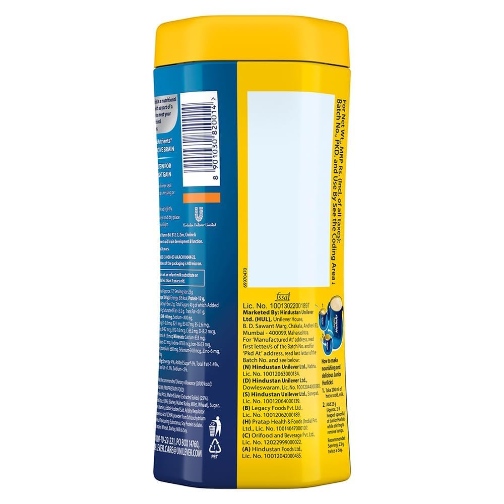 Horlicks Junior Vanilla Nutritional Drink For Toddlers 500 Gm Jar With Vitamins And Minerals