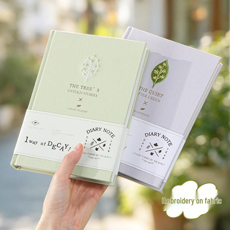 Leaf Pattern Hardcover Embroidery Notebook: Student Diary & Office Planner