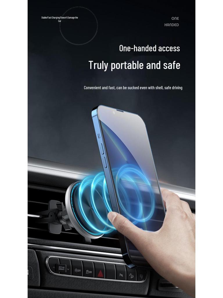Magnetic Wireless Car Charger Mount for iPhone 16 Pro
