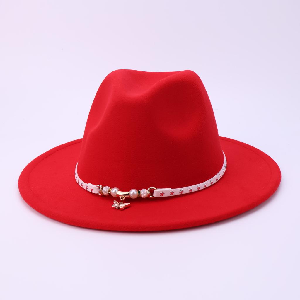 European And American Fashion Flat Top Hat Female British French Celebrity Temperament Felt Hat Autumn And Winter Versatile Warm Jazz Hat
