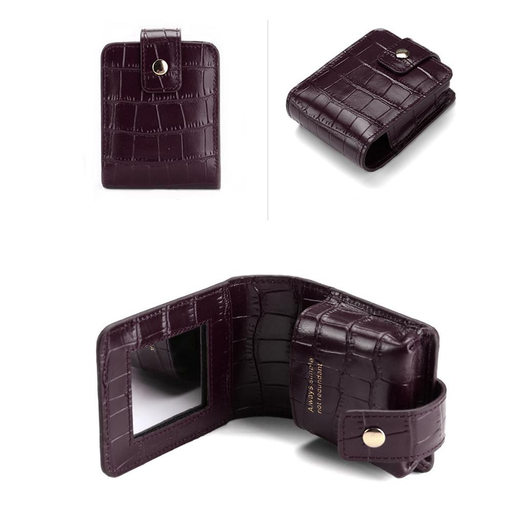 PU Leather Lipstick Bag Women Travel Cosmetic Bag Mirror Small Storage Bags Portable Makeup Bag Mini Toiletry Organizer Pouch