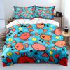 Cartoon Crabs And Smiling Faces Background Print Bedding Set 1Duvet Cover 2 Pillowcases For Adult Children Luxury Gift Full Size