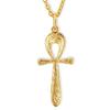 [Aloha Lokahi] Hawaiian Jewelry Necklace, Stainless Steel, Surgical Stainless Steel, Yellow Gold, Ankh, Cross, Scroll, with Cable Chain, 50cm
