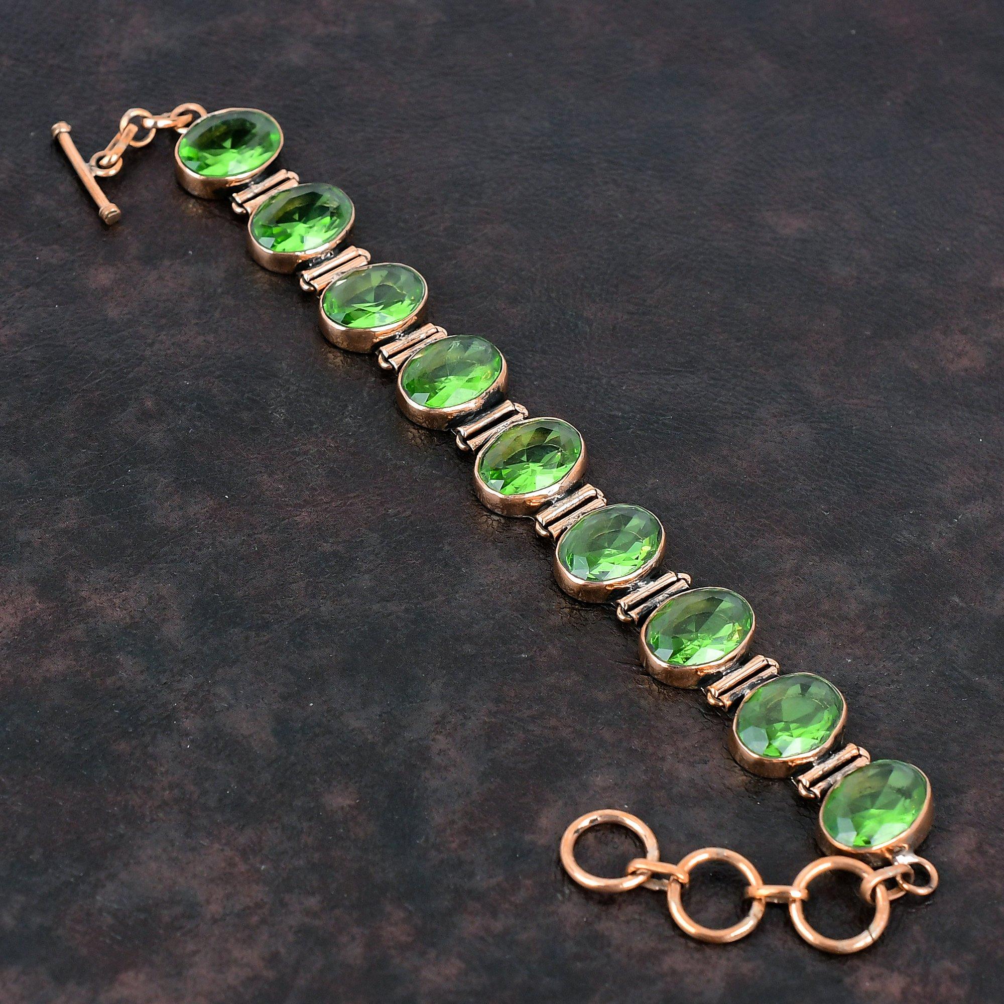 

Faceted Green Amethyst Bracelet Copper Bracelet Adjustable Chain Bracelet Copper Gemstone Jewelry Handmade Brand New Bracelet Gifts For Wife Adjustable