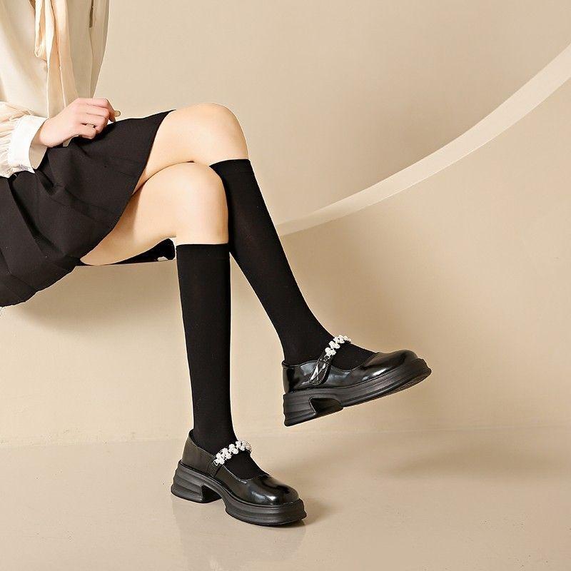 Mary Jane women's shoes 2025 new British style loafers women's spring small leather shoes French retro thick heel single shoes