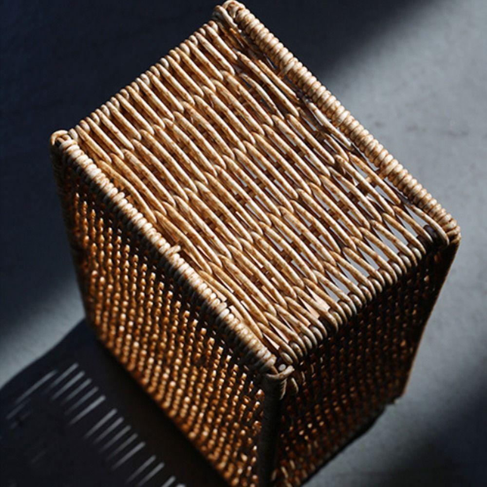 Plastic Storage Basket Woven Pattern Display Basket Desktop Organization Box  Home Shop Hotel