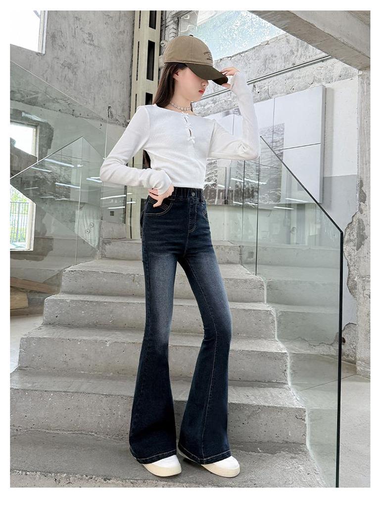 Dívčí přechodové rozšířené podzimní strečové džíny - Dětská móda 2025