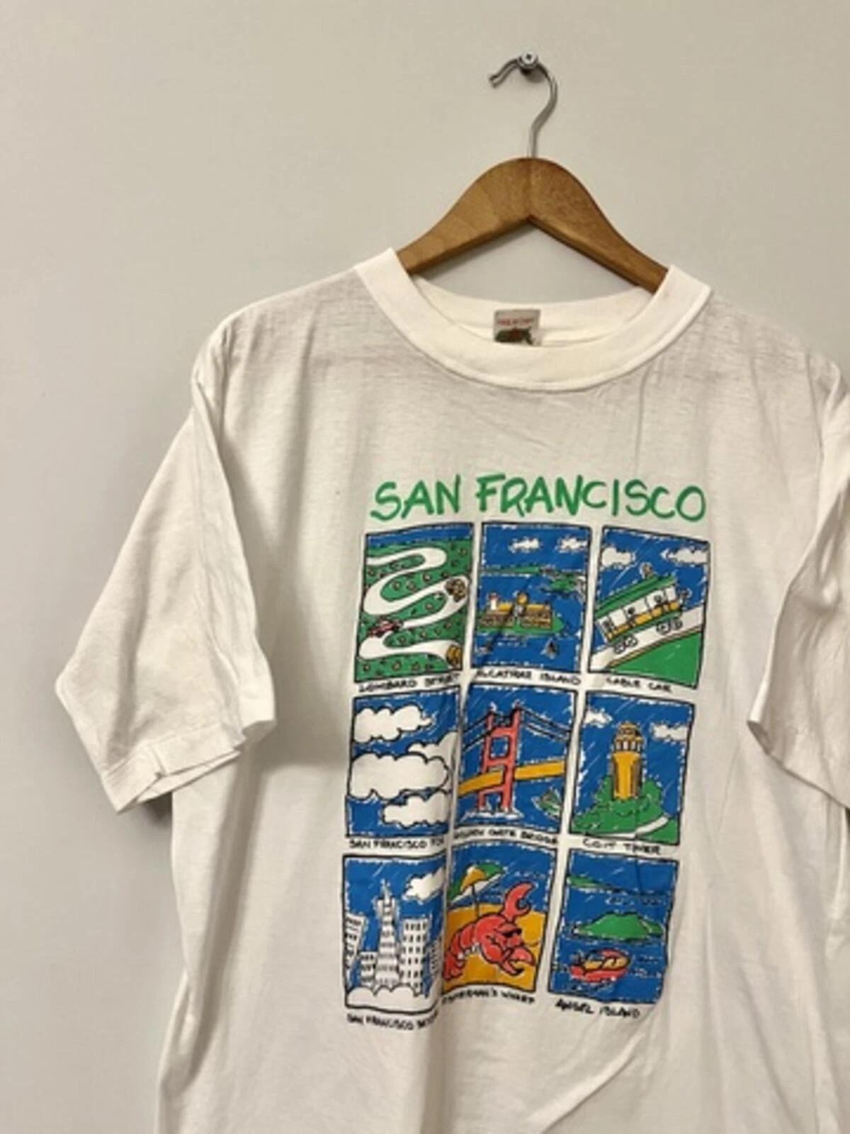 Vintage San Francisco Tourist T Shirt XL White Single Stitch Retro Graphic USA XL