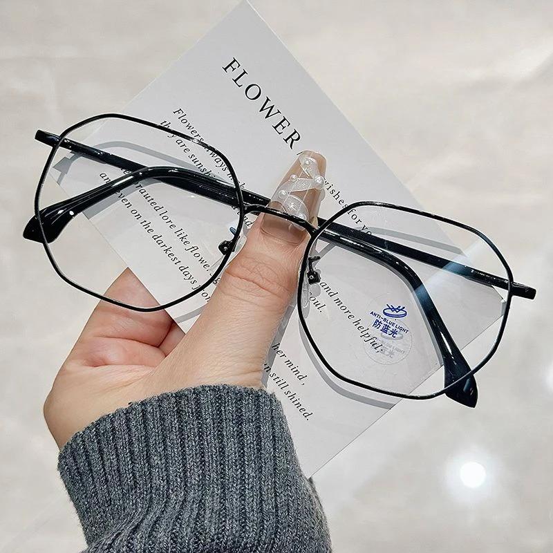 Luxury Polygon Frame Myopia Glasses Unisex Personalized Hd Gentlewoman Fresh Cute Blue Light Blocking Near Sight Eyeglasses