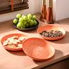 Wood Grain Round PP Plastic Tray: Dried Fruit, Snack, and Tea Serving Plate for Living Room and Cafe