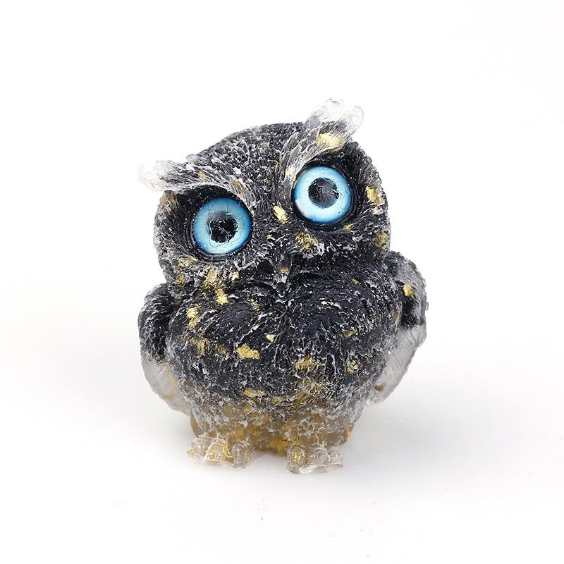 1PCS Natural Crystal Stone Gravel Owl Animal Crafts Hand Made Small Figurines DIY Resin Table Decor Home Decor Collect Gifts