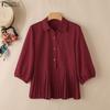 ZANZEA Women Long Sleeve Lapel Collar Pleated Peplum Hem Casual Button Down Shirt Blouse