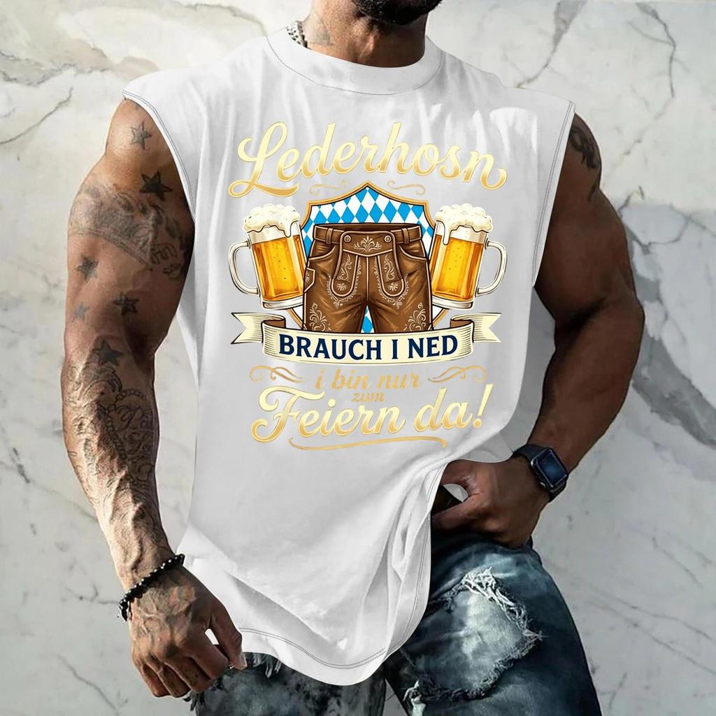 Męski Tank Top Bez Rękawów Luźny Krój Codzienny Streetwear Letnia Koszulka na Mięśnie Graficzny Nadruk Festiwal Piwa Codzienny Ubiór