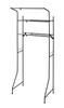 Pearl Metal Storage Laundry Rack with Towel Bar, Hanger Attachment, Adjustable Width, and Lower Height, Matte Black, Stylish Design, N-7752