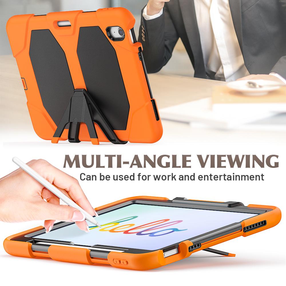 For iPad Air 11 (2025)/(2024) Case with Built-In Screen Protector Kickstand PC + Silicone Tablet Cover