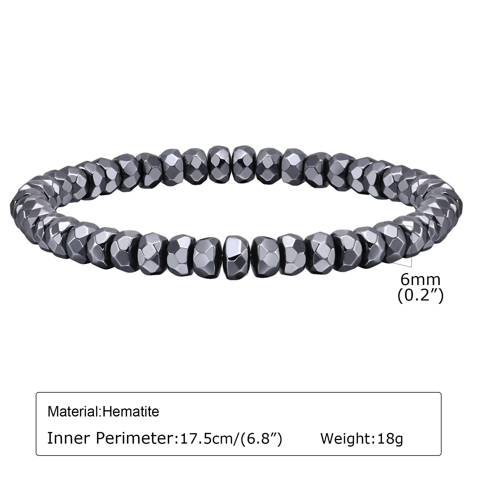 

Stylish Black Triangle Beads Bracelets For Men Women Stretch Unisex Gallstone Hematite Wristband Jewelry Father Boyfriend Gift