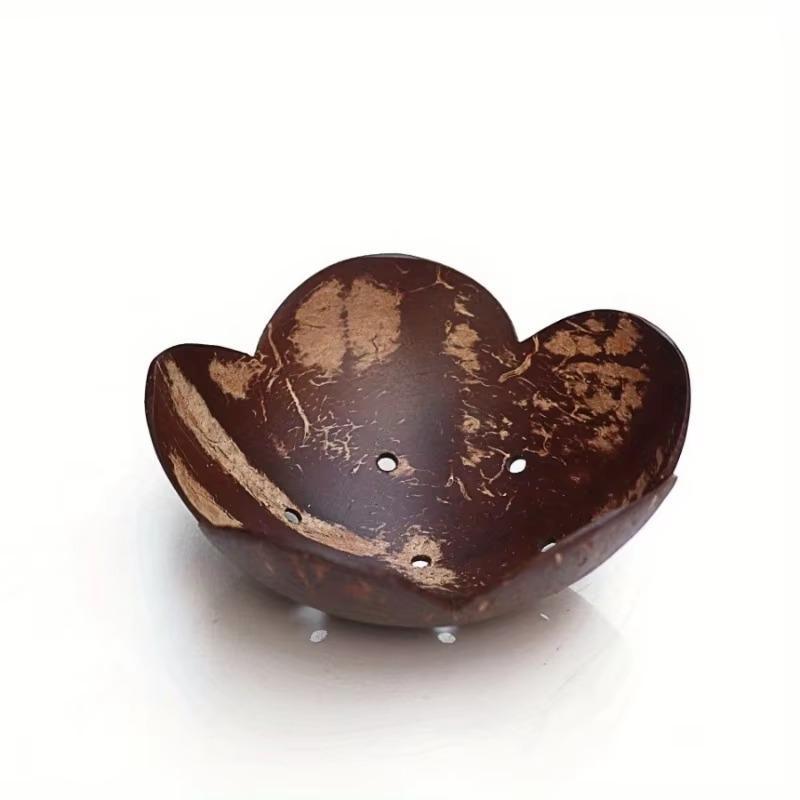 1PC Country Style Coconut Shell Bowl with Hole Soap Box Storage Bowl DIY Material Candy Dessert Bowl Coconut Tray Ornaments