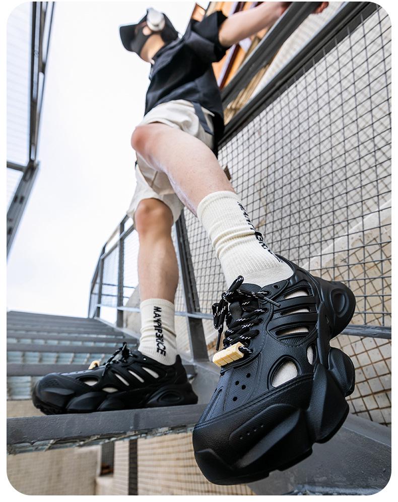 Dad's Lightweight Men's Summer Beach Sports Sandals – Thick-Soled, Lace-Up, Outdoor Wading Drift Shoes