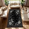 Dark Gothic Celestial Rose Print Area Rug, Ornate Vintage Floor Mat for Living Room Bedroom Kitchen Dorm Office Home Decor